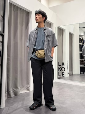 「LAKOLE（ラコレ）のアイテム」を使った、Yusukeさん（メンズ・173cm）の夏コーディネート