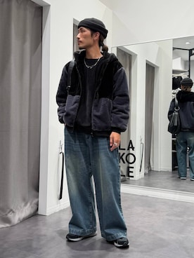 「おでかけ」｜「アイテム（スウェット）」を使った、Yusukeさん（メンズ・173cm）の冬コーディネート