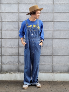 「EDWIN（エドウィン）のアイテム（オールインワン・サロペット）」を使った、くすくすさん（メンズ・167cm）の秋コーディネート