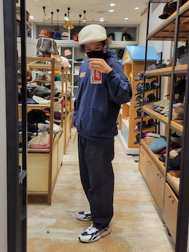 「KANGOL（カンゴール）のアイテム（ハンチング/ベレー帽）」を使った、くすくすさん（メンズ・167cm）の秋コーディネート