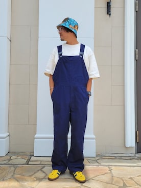 「OVERRIDE」｜「アイテム（サロペット/オーバーオール）」を使った、くすくすさん（メンズ・167cm）の夏コーディネート