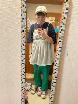 「古着好きな人と繋がりたい」｜「アイテム（キャミソール）」を使った、UKI★さん（レディース・158cm）の春コーディネート
