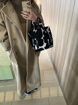 「Chaco closet（チャコ クローゼット）のアイテム（ノーカラーコート）」を使った、うにさん（レディース・169cm）の冬コーディネート
