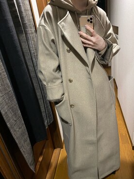 「Chaco closet（チャコ クローゼット）のアイテム（ノーカラーコート）」を使った、うにさん（レディース・169cm）の冬コーディネート