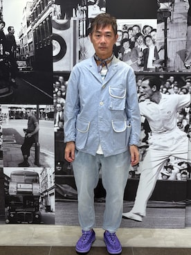 「アイテム（ストール/ショール）」を使った、KK1805さん（メンズ・167cm）の秋コーディネート