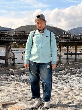 「UNIVERSAL OVERALL（ユニバーサルオーバーオール）のアイテム（キャップ）」を使った、KK1805さん（メンズ・167cm）の春コーディネート