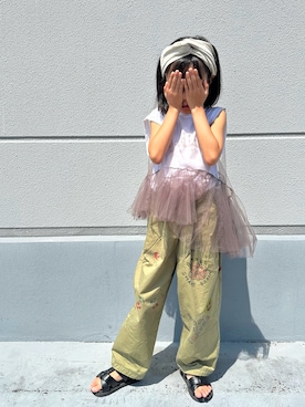 「アイテム（ヘアアクセサリー）」を使った、ニコとコハさん（キッズ・120cm）の夏コーディネート