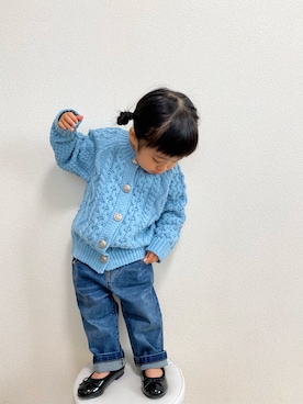 「アイテム（バレエシューズ）」を使った、ニコとコハさん（キッズ・100cm）の冬コーディネート