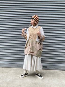 「Kaorinomori」｜「アイテム（ニットキャップ/ビーニー）」を使った、おおもとさん（レディース・150cm）の秋コーディネート