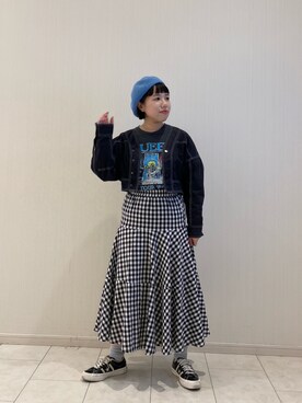 「カオリノモリ」｜「アイテム（ハンチング/ベレー帽）」を使った、おおもとさん（レディース・150cm）の夏コーディネート