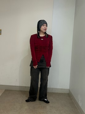 「アイテム（ヘアバンド）」を使った、おおもとさん（レディース・152cm）の冬コーディネート