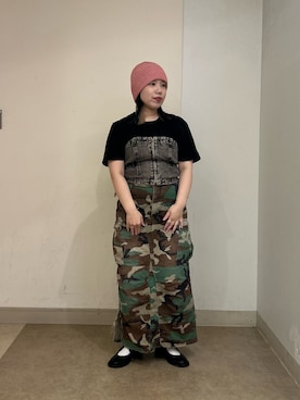 「迷彩スカート」｜おおもとさん（レディース・152cm）の夏コーディネート