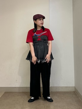 「アイテム（ハンチング/ベレー帽）」を使った、おおもとさん（レディース・152cm）の夏コーディネート