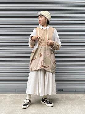「Kaorinomori」｜「アイテム（ニットキャップ/ビーニー）」を使った、おおもとさん（レディース・150cm）の秋コーディネート