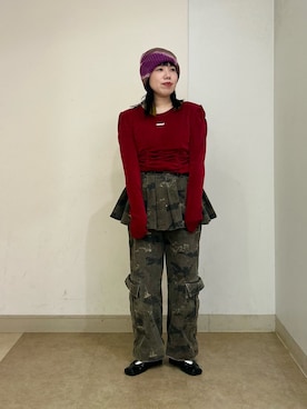 「arth（アース）のアイテム（帽子）」を使った、おおもとさん（レディース・152cm）の冬コーディネート