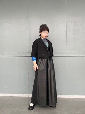 「Kaorinomori」｜「アイテム（ニットキャップ/ビーニー）」を使った、おおもとさん（レディース・150cm）の春コーディネート