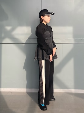 「ぺプラムトップス」｜「アイテム（キャップ）」を使った、おおもとさん（レディース・150cm）の春コーディネート