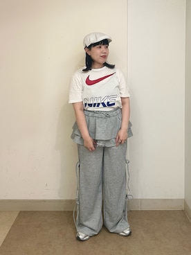 「アイテム（ハンチング/ベレー帽）」を使った、おおもとさん（レディース・152cm）の夏コーディネート