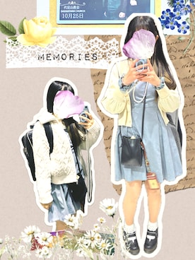 「アイテム（ヘアアクセサリー、ホワイト系）」を使った、pickaliceさん（レディース・158cm）の秋コーディネート