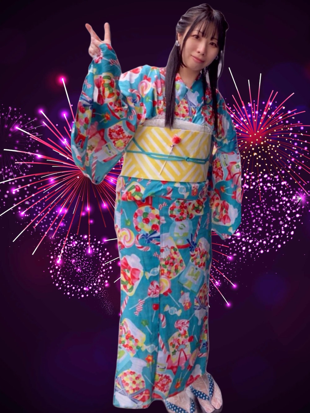 「浴衣、夏コーデ、推し活、休日スタイル、夏ファッション、大人かわいい」｜「kimonomachiの浴衣（浴衣、ブルー系）」を使った、pickaliceさん（骨格ナチュラル・レディース・158cm）の夏コーディネートの1枚目の写真