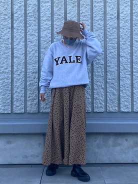 「HONEYSUCKLE ROSE（ハニーサックルローズ）の【HONEYSUCKLE ROSE】フリンジバケットハット（ハット）」を使った、✰AIMI✰さん（レディース・157cm）の冬コーディネート