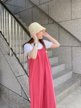 「Kastane（カスタネ）のアイテム（ハット）」を使った、f.harukaさん（レディース・155cm）の夏コーディネート