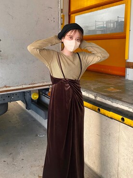 「kastane_ootd」｜「アイテム（ハンチング/ベレー帽）」を使った、f.harukaさん（レディース・155cm）の秋コーディネート