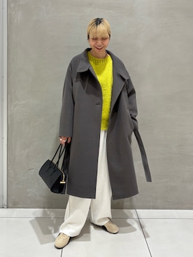 「アイテム（テーラードジャケット、グリーン系）」を使った、fukaさん（レディース・164cm）の秋コーディネート