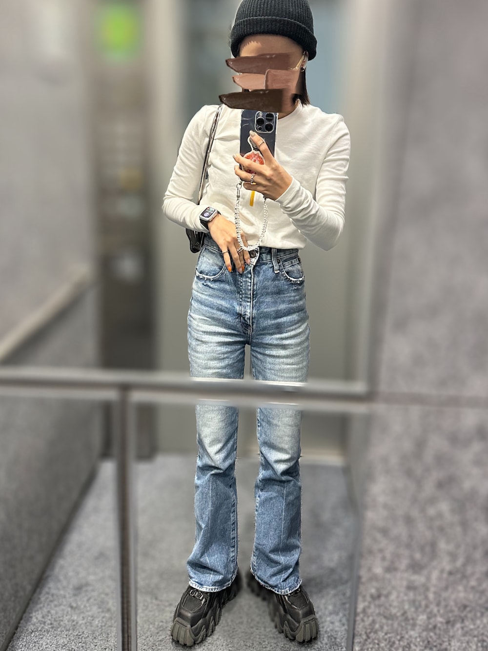 「シンプルコーデ、秋コーデ、Diesel、eytys、フレアパンツ」｜「sheinのアイテム（ニットキャップ/ビーニー、ブラック系）」を使った、🐇226285🐈さん（レディース・154cm）の秋コーディネートの1枚目の写真