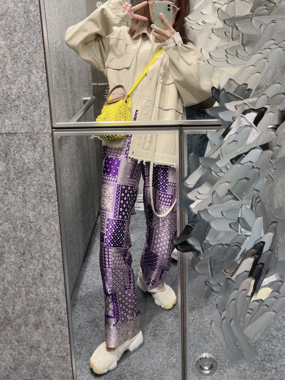 「低身長女子、春アウター、ペイズリー」｜「YOKEのアイテム（ジャケット/アウター、ベージュ系）」を使った、🐇226285🐈さん（レディース・154cm）の春コーディネートの1枚目の写真