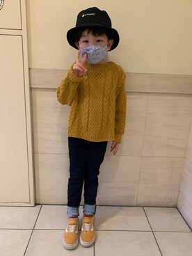 「アイテム（ハット、ブラック系）」を使った、AYATOさん（キッズ・110cm）の秋コーディネート