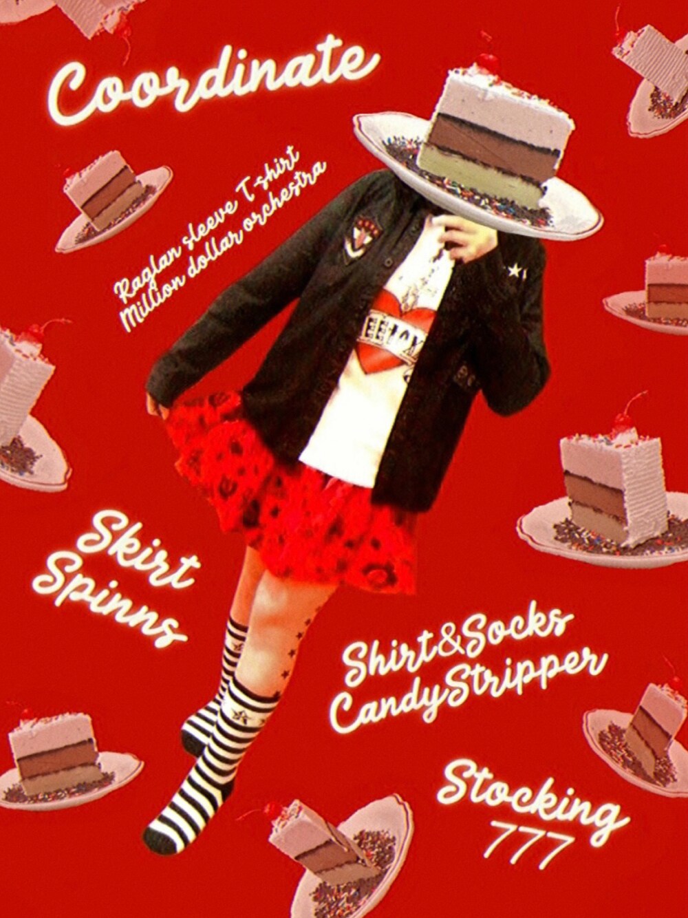 「リメイク、ラグランTシャツ、原宿系、青文字系、ボーダーソックス」｜「Candy Stripperのアイテム（シャツ/ブラウス、ブラック系）」を使った、DOSOさん（レディース・151cm）の秋コーディネートの1枚目の写真