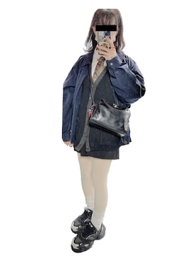 「白タイツ」｜「アイテム（ブルゾン）」を使った、光さん（レディース・151cm）の冬コーディネート