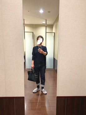 「UNIQLO（ユニクロ）のワッフルヘンリーネックT（長袖）（Tシャツ/カットソー）」を使った、はむさん（レディース・158cm）の春コーディネート