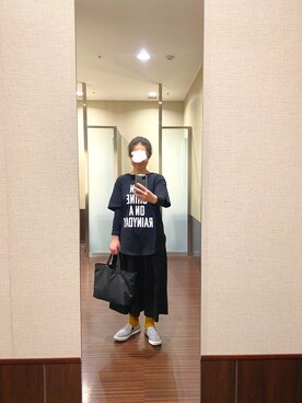 「マスタード」｜「アイテム（スリッポン）」を使った、はむさん（レディース・158cm）の春コーディネート