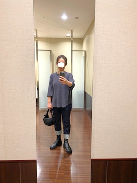 「レザーブーツ」｜「アイテム（アクセサリー）」を使った、はむさん（レディース・158cm）の秋コーディネート