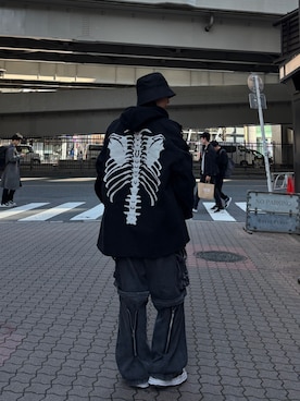 「FACETASM（ファセッタズム）のアイテム（帽子）」を使った、kazuyoさん（レディース・165cm）の春コーディネート