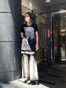 「KMRii（ケムリ）のアイテム（パンツ）」を使った、kazuyoさん（レディース・165cm）の夏コーディネート