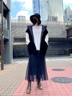 「マキシスカート」｜「アイテム（ブルゾン）」を使った、kazuyoさん（レディース・165cm）の秋コーディネート