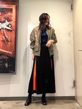 「アイテム（MA-1）」を使った、kazuyoさん（レディース・165cm）の夏コーディネート
