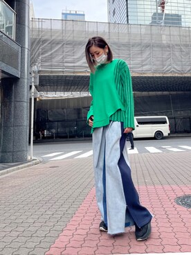 「AULA AILA（アウラアイラ）のAULA AILA/アウラ アイラ/COMBINATION DENIM PANTS（デニムパンツ）」を使った、kazuyoさん（レディース・165cm）の冬コーディネート