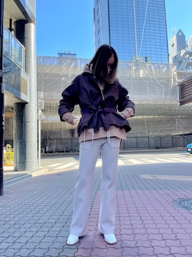 「RehersalL（リハーズオール）のアイテム（その他アウター）」を使った、kazuyoさん（レディース・165cm）の冬コーディネート