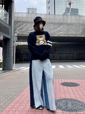 「AULA AILA（アウラアイラ）のAULA AILA/アウラ アイラ/COMBINATION DENIM PANTS（デニムパンツ）」を使った、kazuyoさん（レディース・165cm）の秋コーディネート