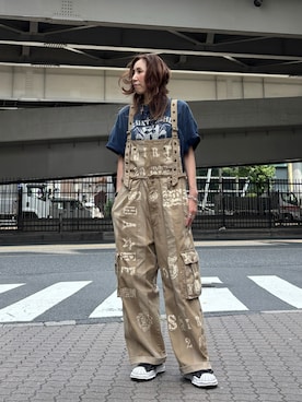 「メンズライク」｜「アイテム（オールインワン・サロペット）」を使った、kazuyoさん（レディース・165cm）の夏コーディネート