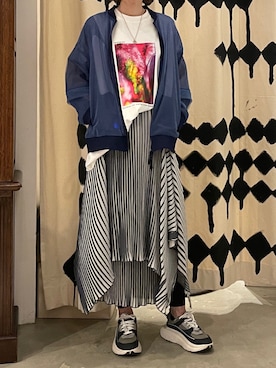 「シアーカーディガン」｜「アイテム（ジャケット/アウター）」を使った、kazuyoさん（レディース・165cm）の夏コーディネート