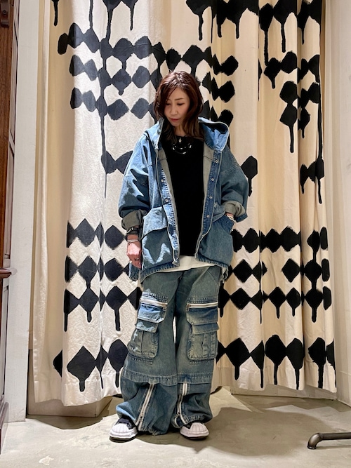 A.F ARTEFACT カーゴ　バギーコーデュロイ　カーキ　3 A.F ARTEFACT - Twill Monster Tuck Flare Baggy Pants