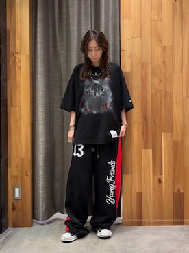 「Maison MIHARA YASUHIRO（メゾンミハラヤスヒロ）のアイテム（Tシャツ/カットソー、ブラック系）」を使った、kazuyoさん（レディース・165cm）の夏コーディネート