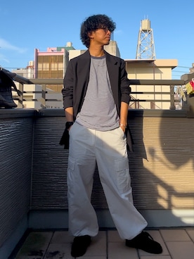 「flaner（フラネ）のアイテム（パンツ）」を使った、shuさん（メンズ・160cm）の春コーディネート