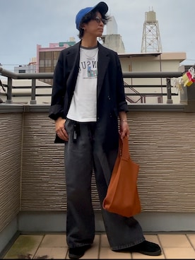 「GU（ジーユー）のアイテム（テーラードジャケット）」を使った、shuさん（メンズ・160cm）の春コーディネート