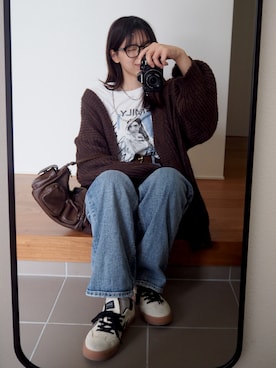 「AZUL by moussy（アズールバイマウジー）のアイテム（デニムパンツ）」を使った、yuan .さん（レディース・155cm）の秋コーディネート